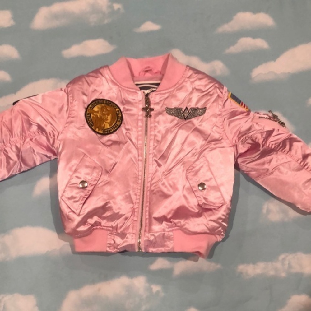 Up and away girls pink bomber jacket